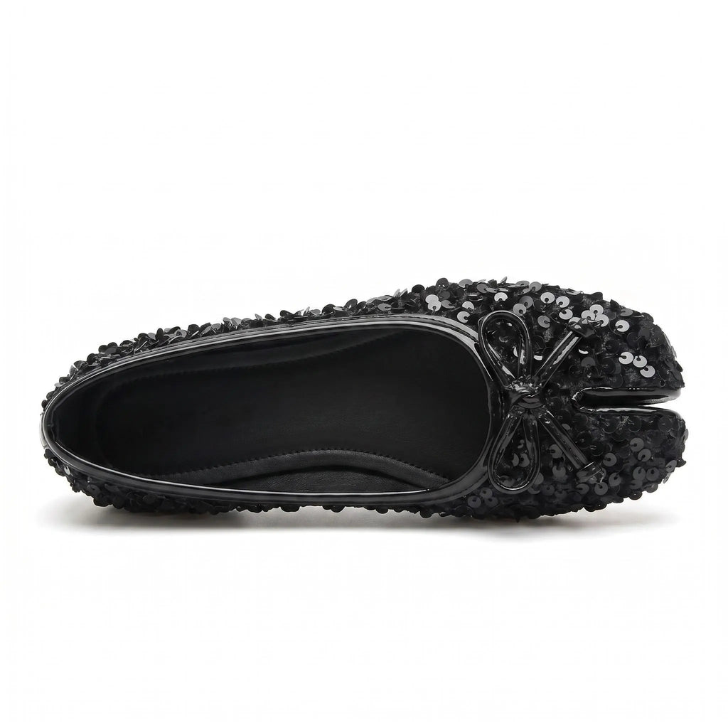 Sequin Bow Tabi Flats
