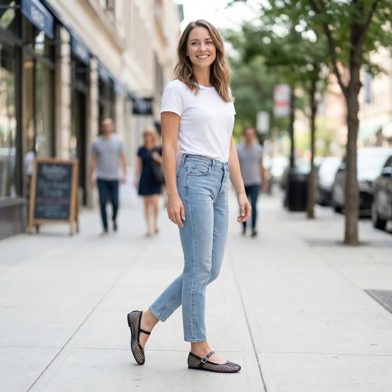 Mesh Tabi Mary Janes Flats