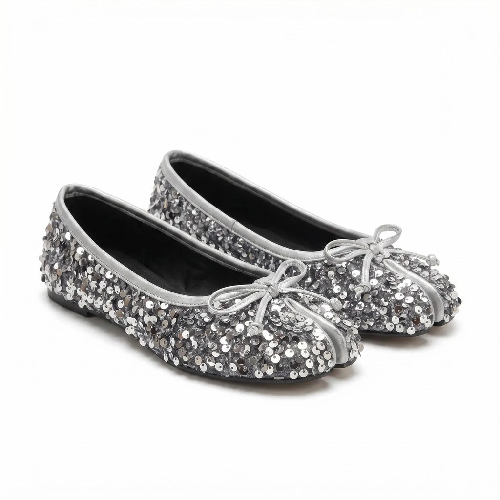 Sequin Bow Tabi Flats