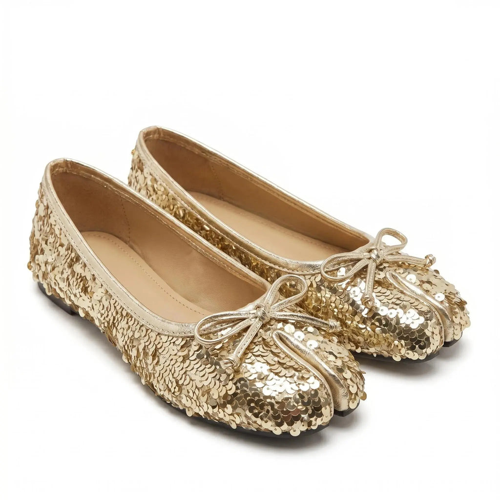 Sequin Bow Tabi Flats