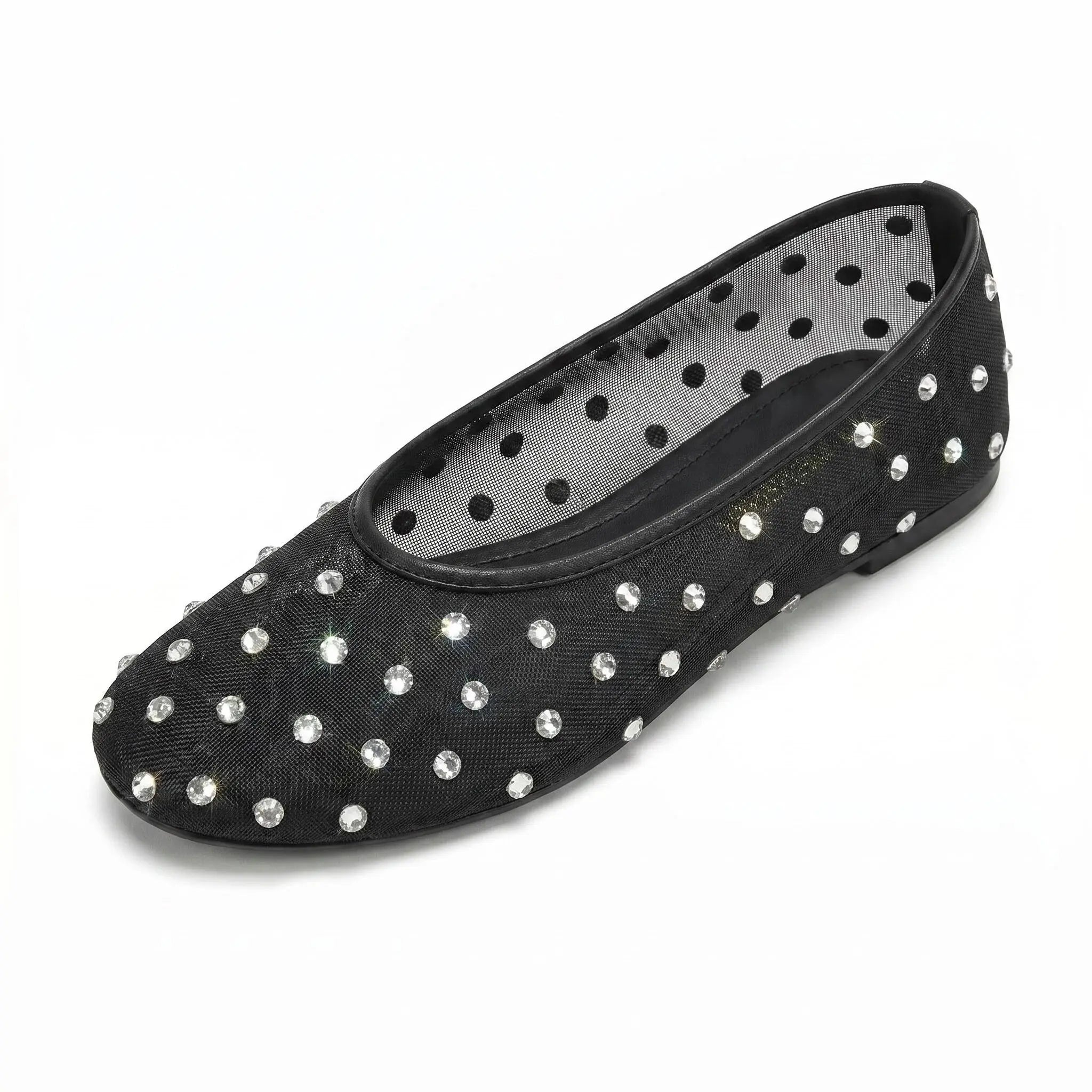 Crystal Mesh Slip-On Flats