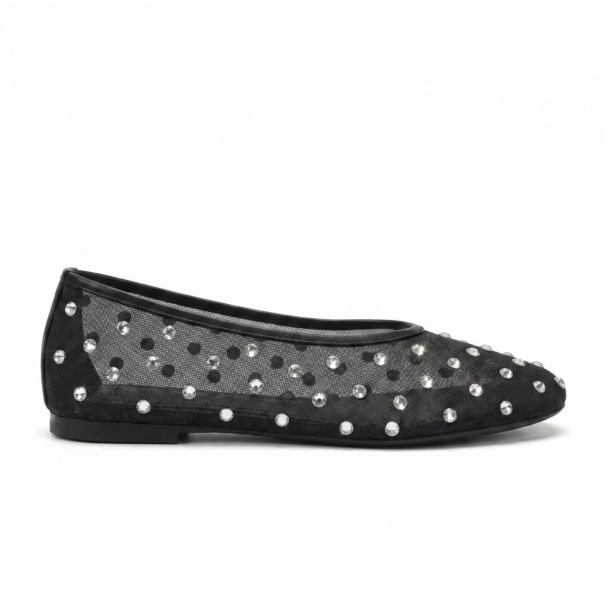 Crystal Mesh Slip-On Flats