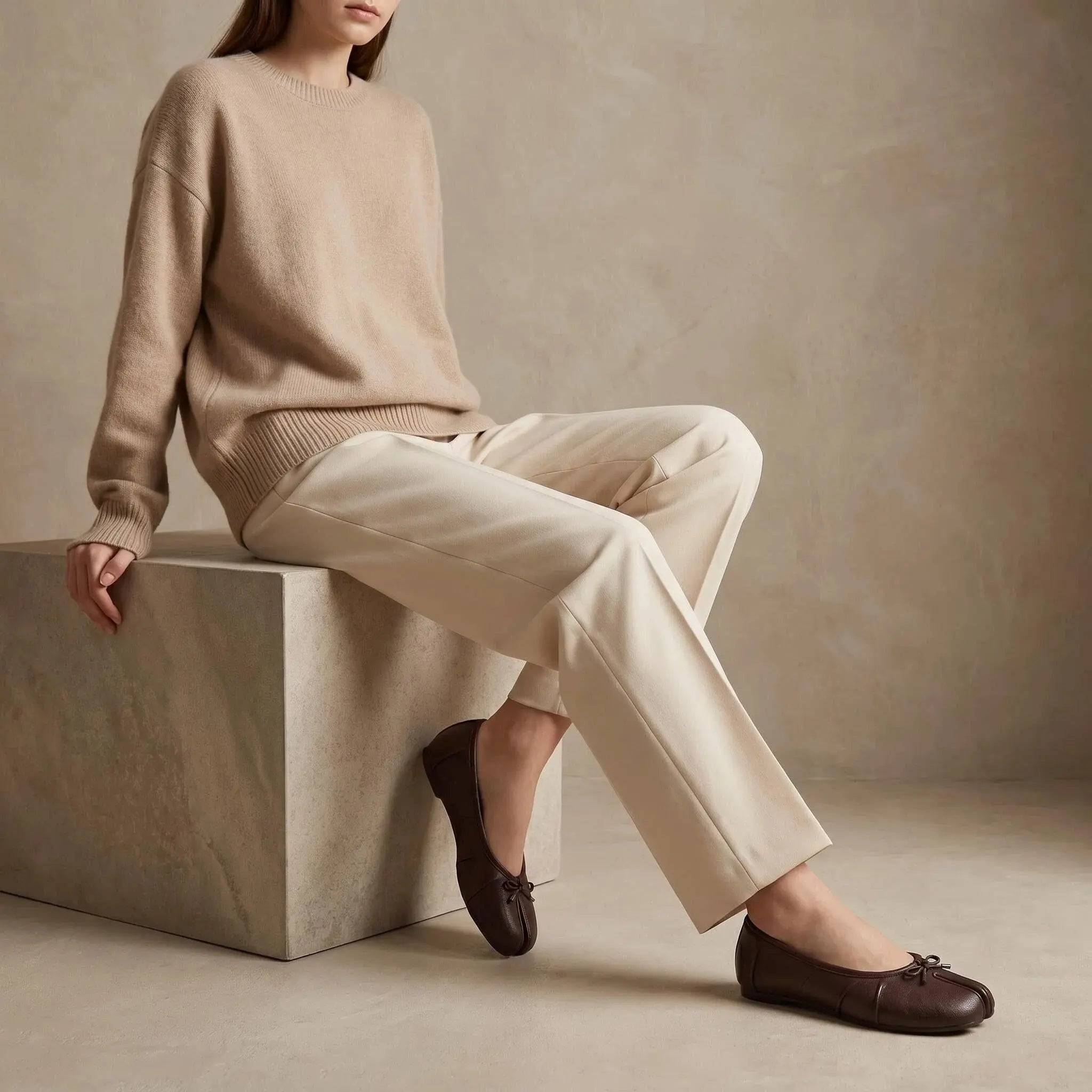 Crinkled Tabi Ballet Flats
