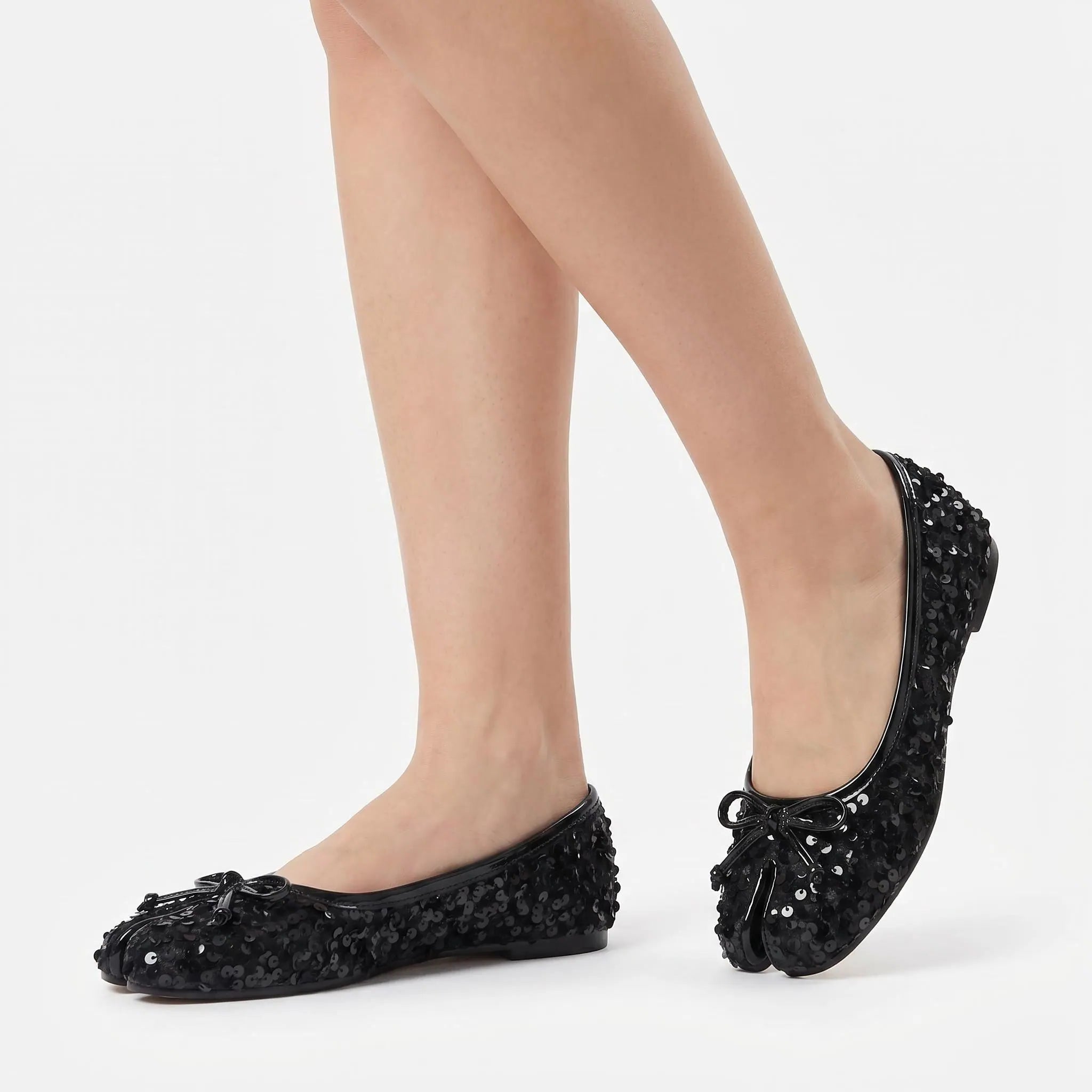 Sequin Bow Tabi Flats