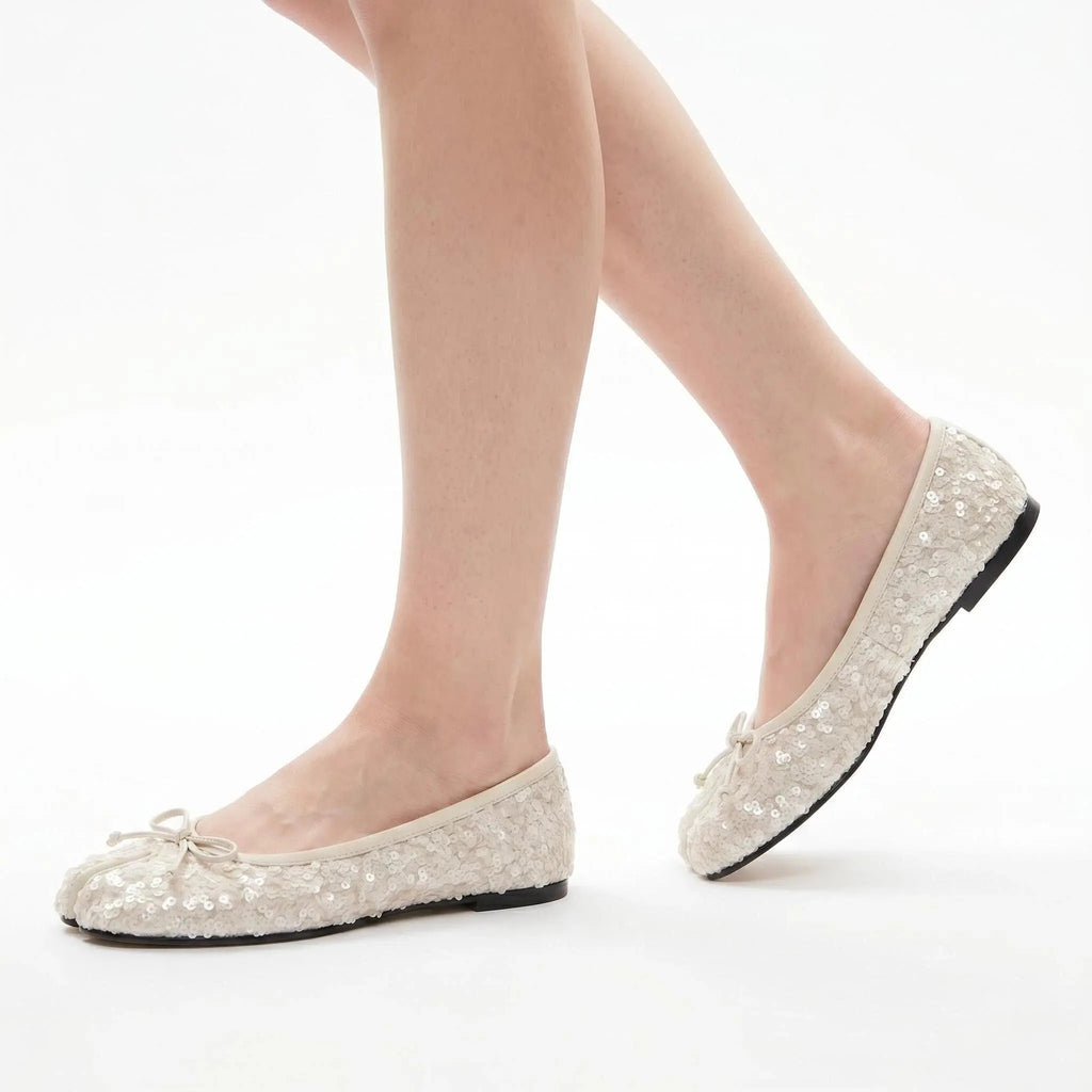 Sequin Bow Tabi Flats
