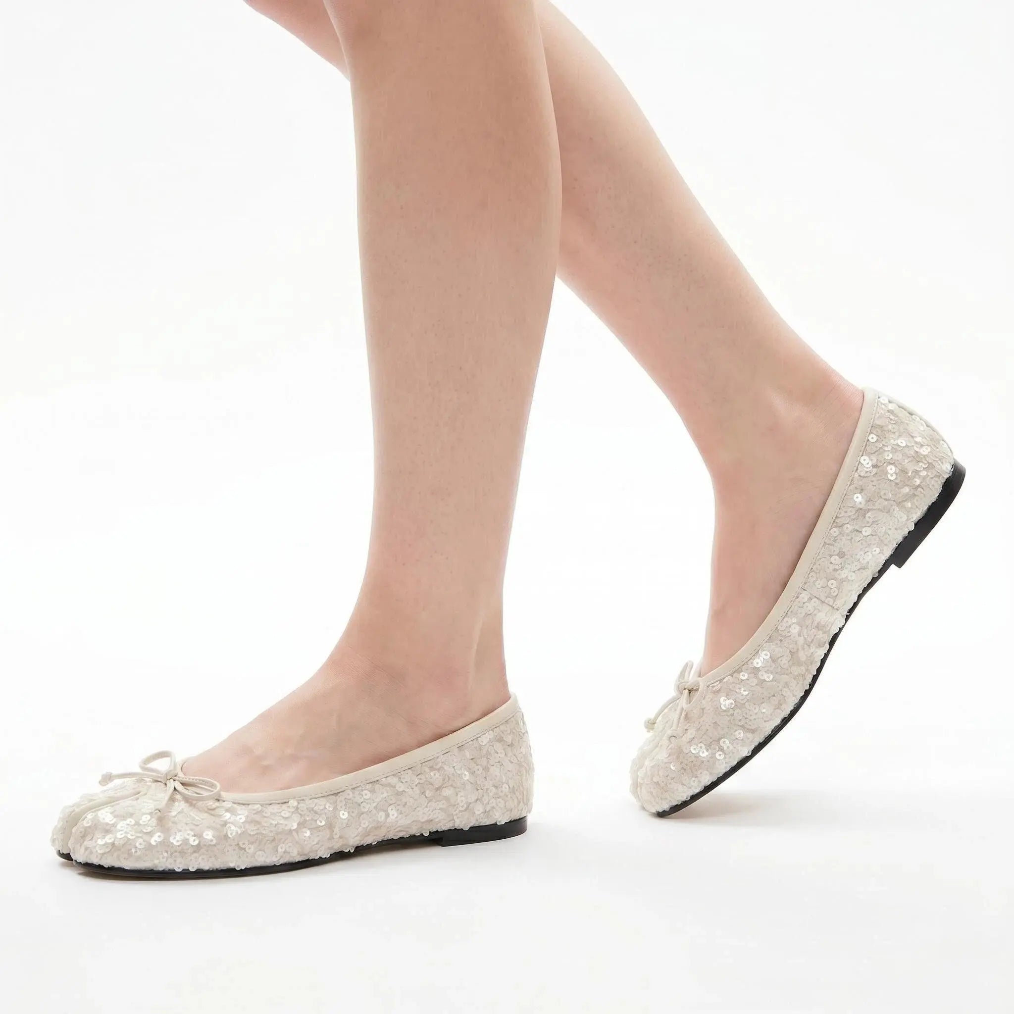 Sequin Bow Tabi Flats