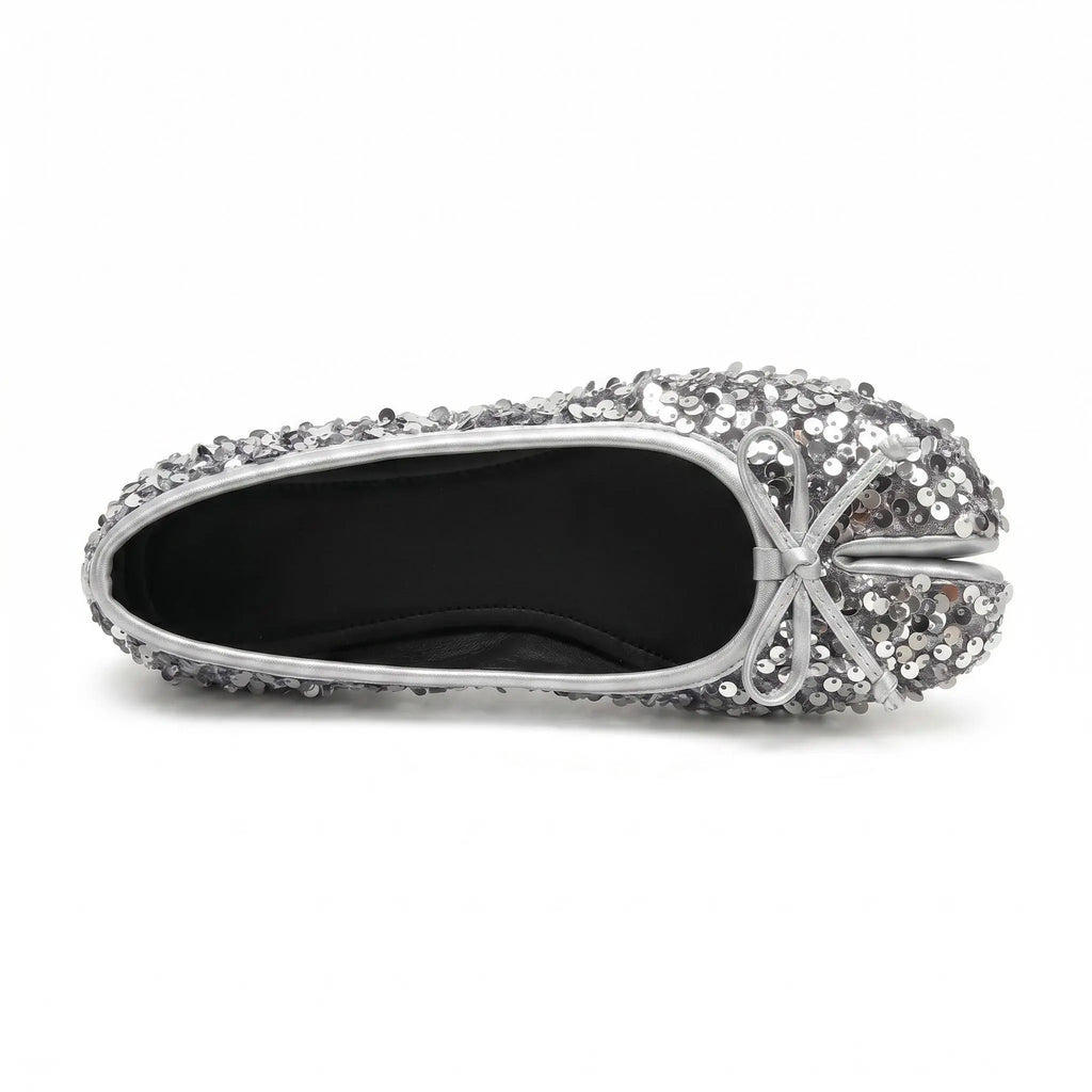 Sequin Bow Tabi Flats