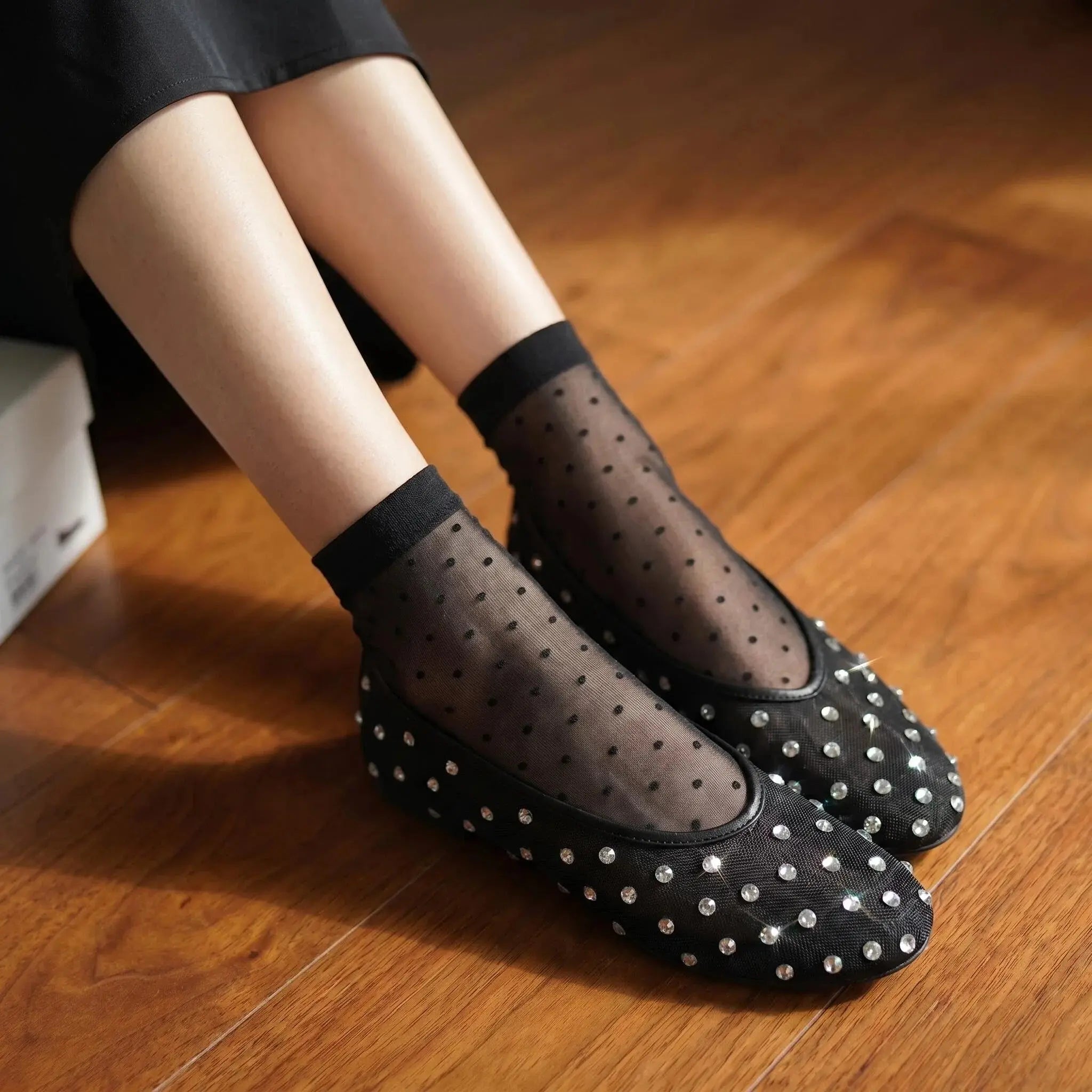 Crystal Mesh Slip-On Flats