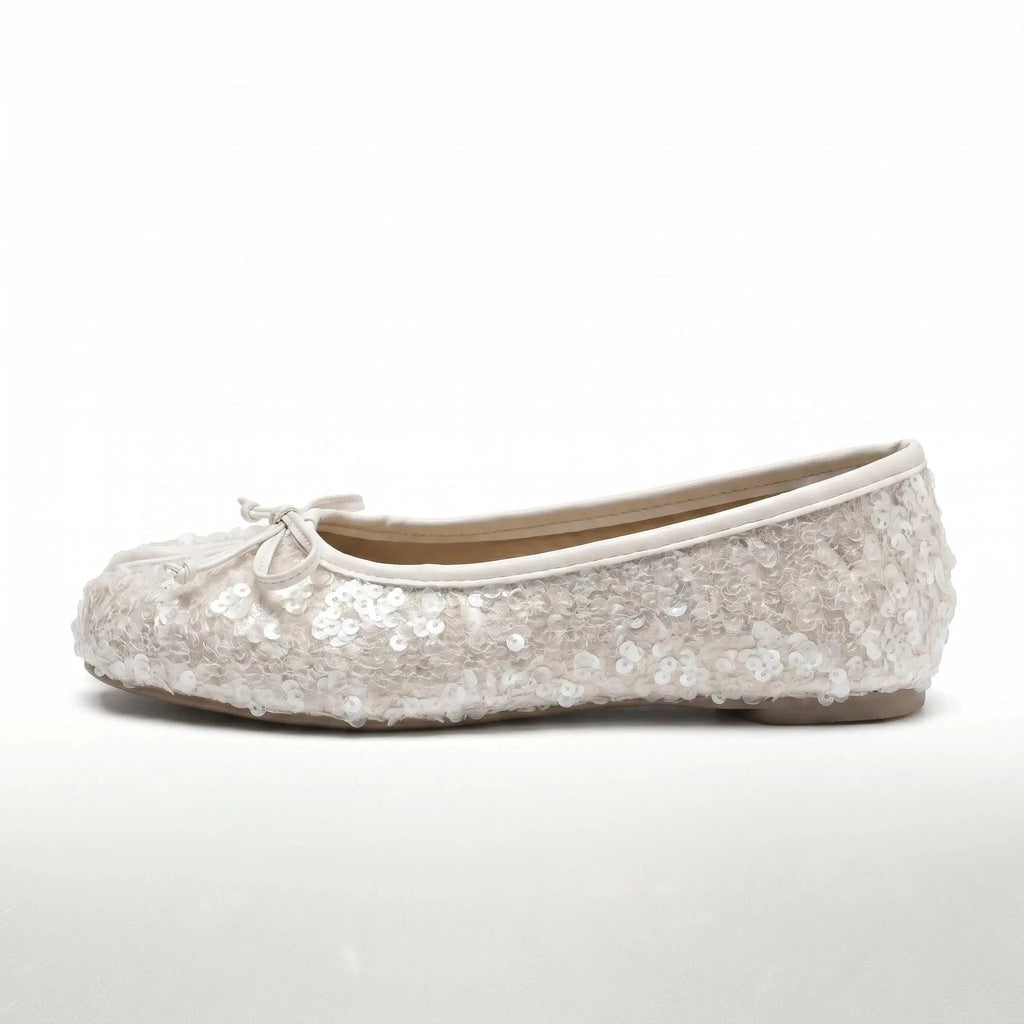 Sequin Bow Tabi Flats