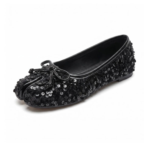 Sequin Bow Tabi Flats