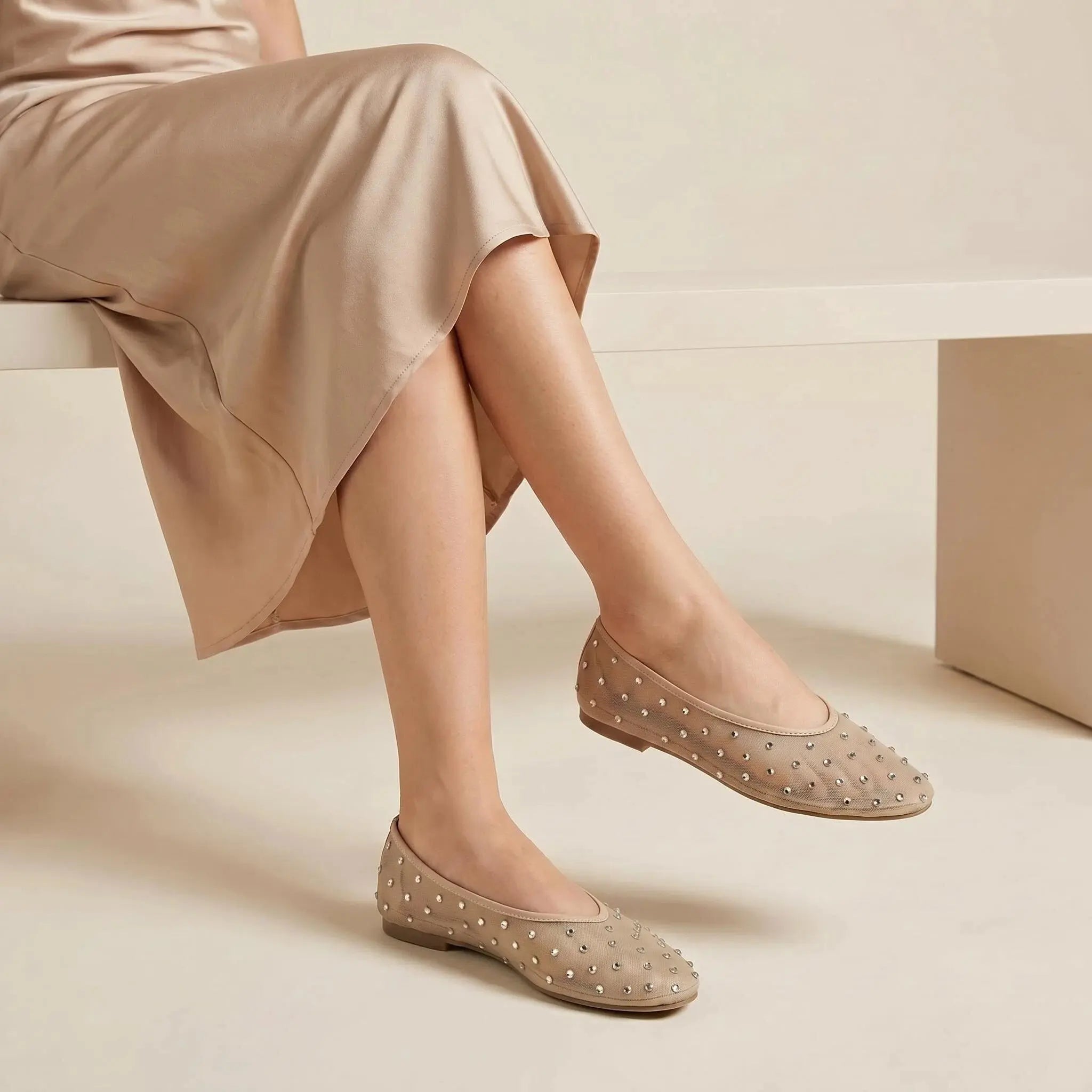 Crystal Mesh Slip-On Flats