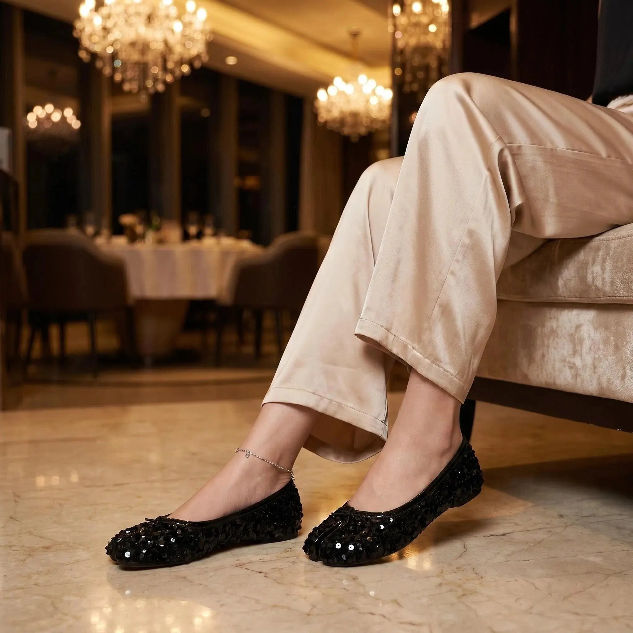 Sequin Tabi Flats