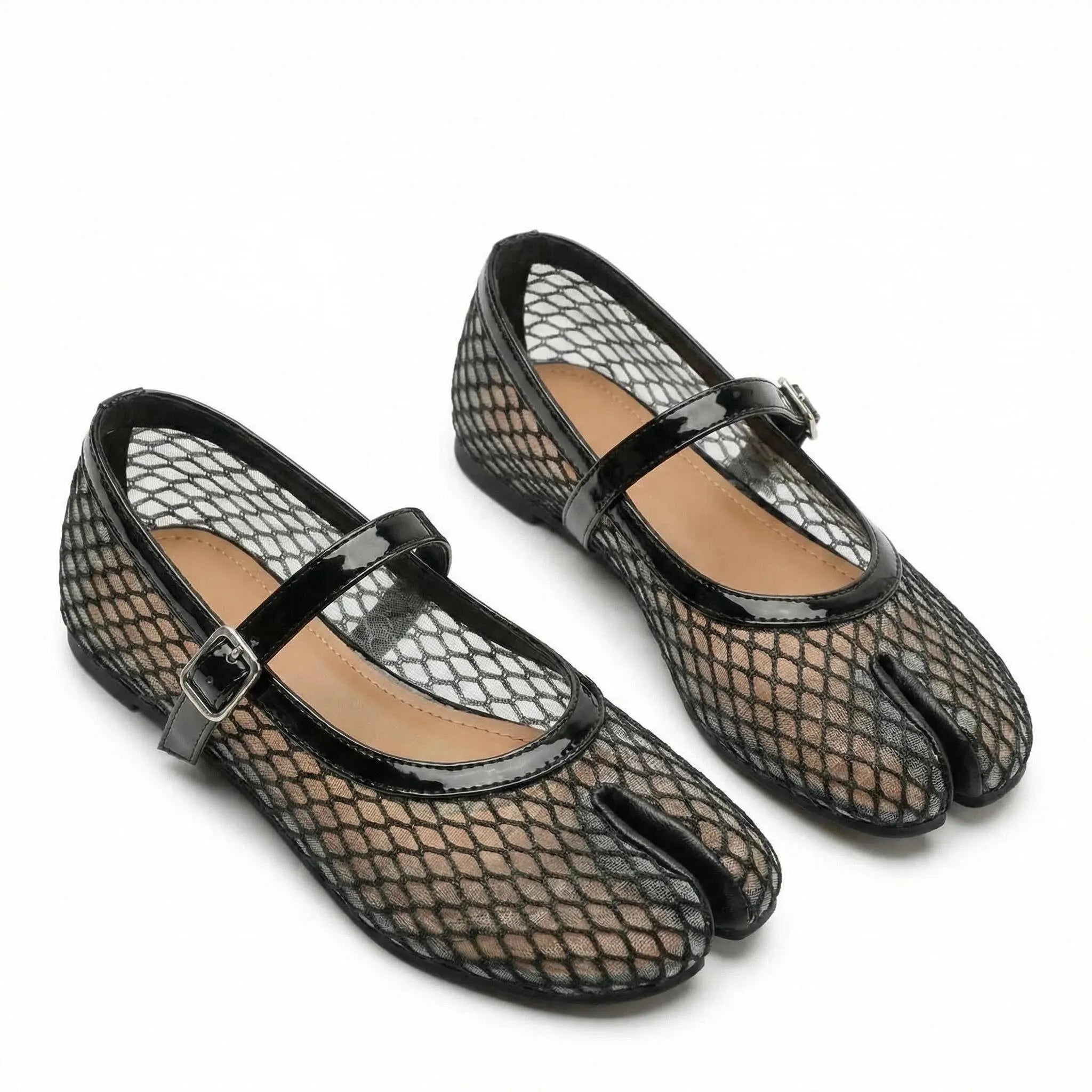 Mesh Tabi Mary Janes Flats