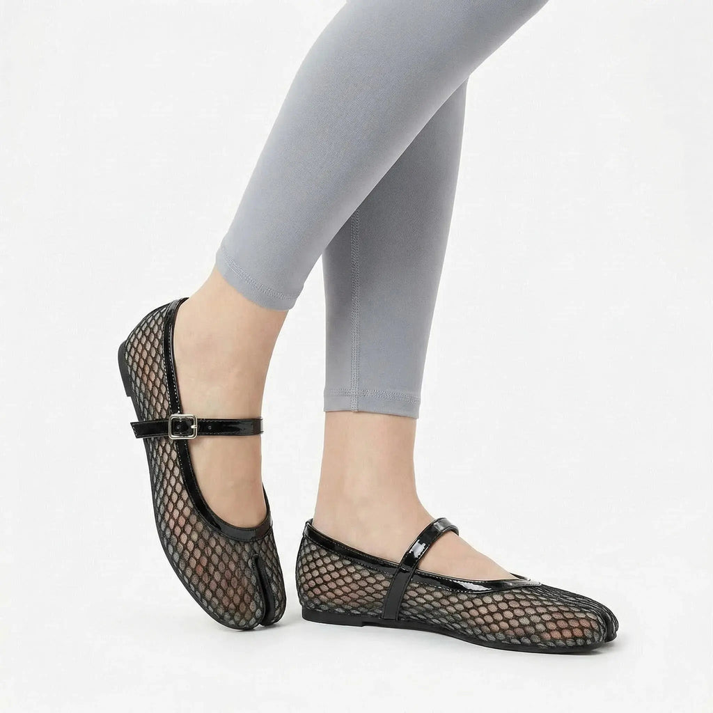 Mesh Tabi Mary Janes Flats