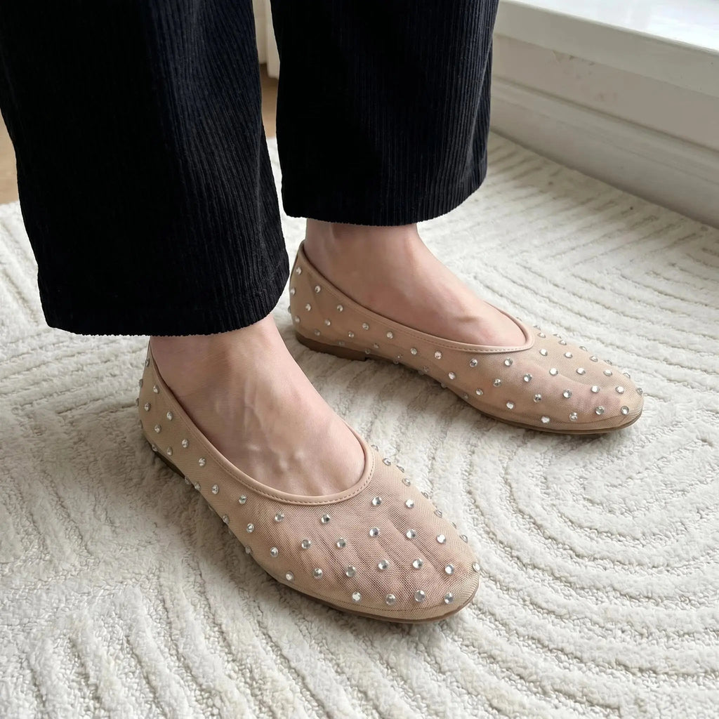 Crystal Mesh Slip-On Flats
