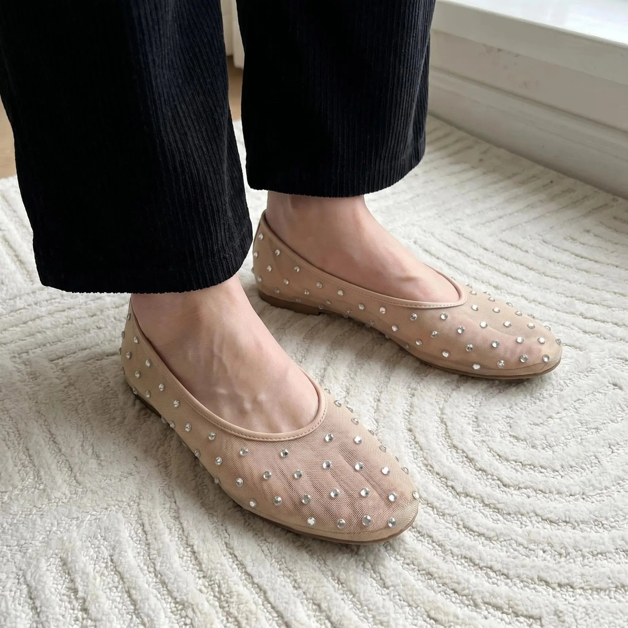 Crystal Mesh Slip-On Flats