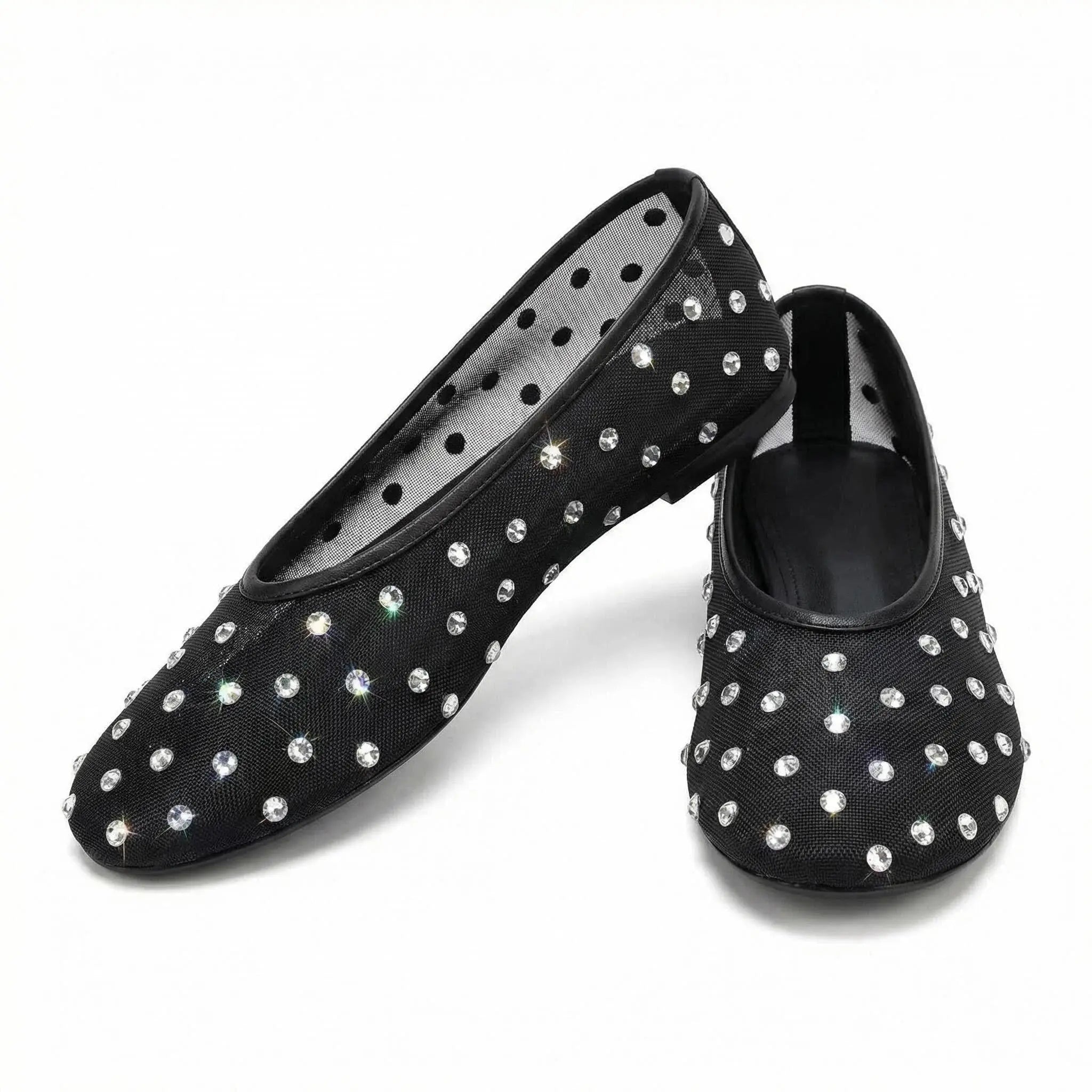 Crystal Mesh Slip-On Flats
