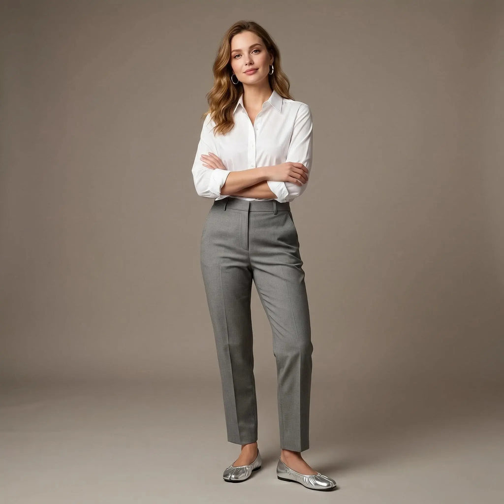 ZQW Ruched Tabi Ballet Flats in silver, model wearing – metallic ruched flats with tabi design, shimmering silver color, comfortable for travel or special occasions