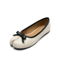 ZQW Tabi Bow Ballet Flats in white, 45-degree angle view – split-toe design with cute bow detail, round toe, slip-on ballet flat, cushioned insole, vegan leather

