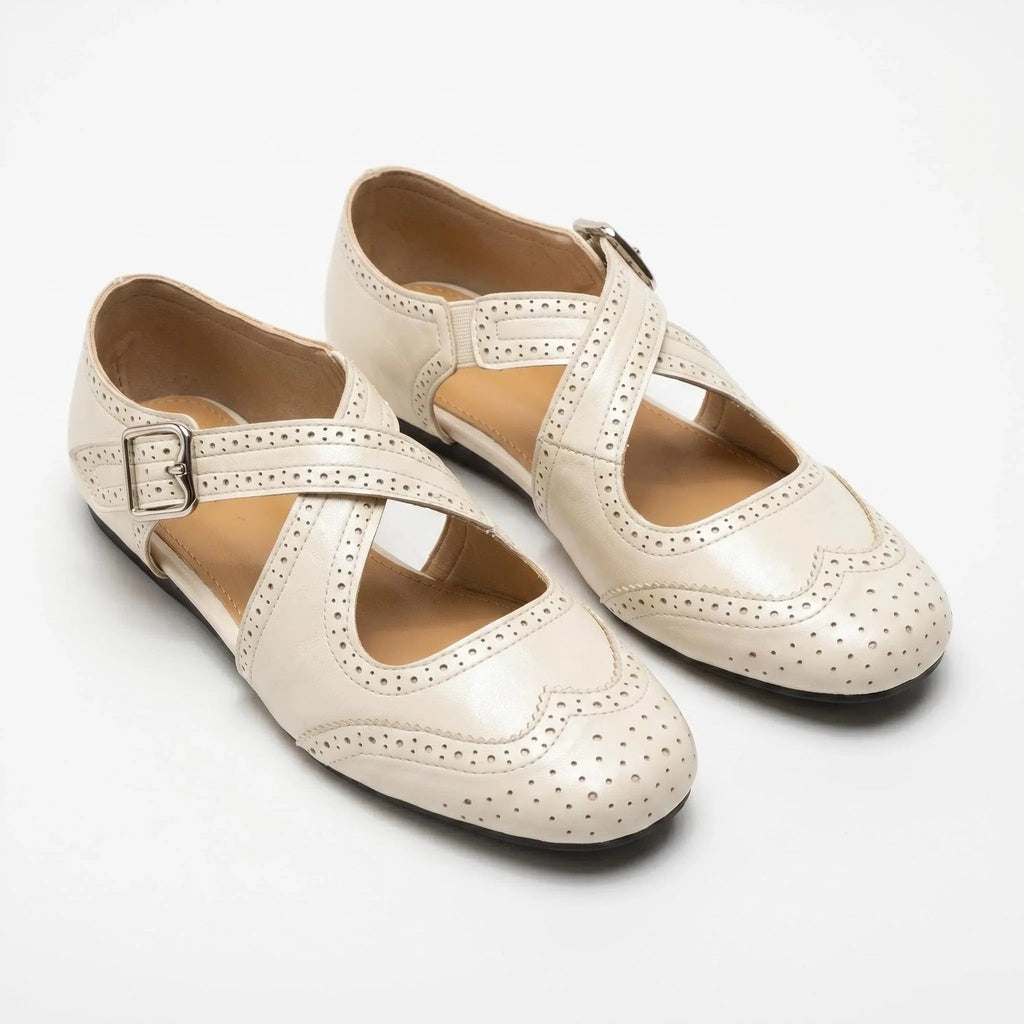 ZQW Western Cross Flats in white, pair 45-degree view – matching western style cross strap sandals, closed toe, perfect for summer